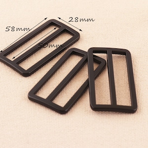 Black Tri -glide adjuster, fits 50mm ribbon buckle sliders, strap hardware, luggage supplies, belt hardware