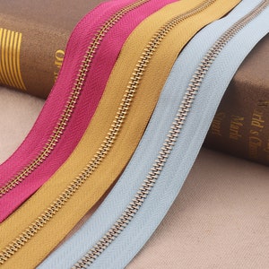 Metal teeth zipper by the yard,purse zipper tape,nylon zipper pouch,#5 Nylon Coil Zipper Kit for coat cloth jean jacket bag sewing accessory
