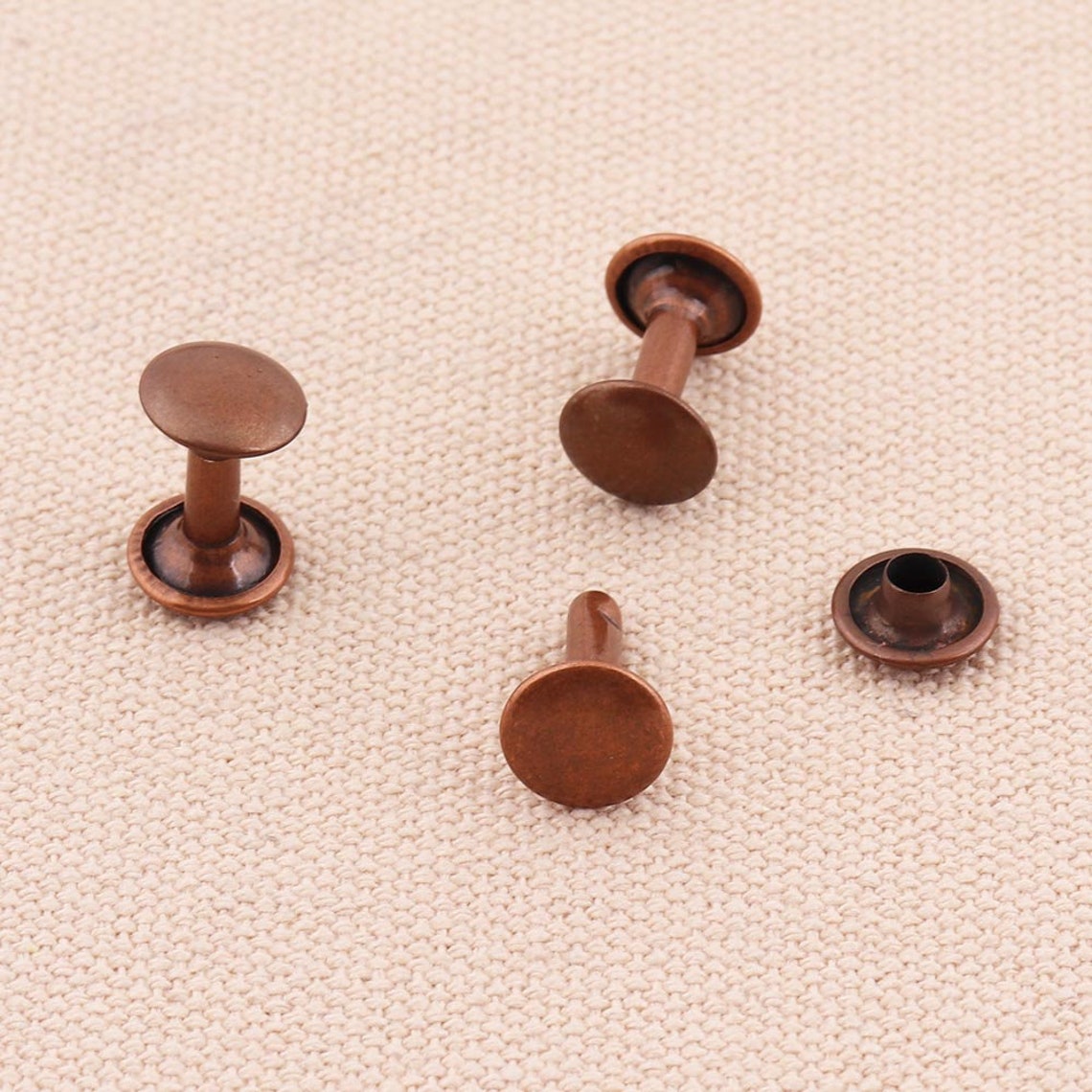 Red Rivet 50pcs Double Cap Rivets 14*9mm Red Copper Rapid Rivet Punk Rock ...