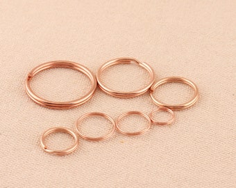 100pcs 10/12/14/15/16/20/25/30mm key ring rose gold color  key chain Split ring open jump ring connectors for diy jewelry making