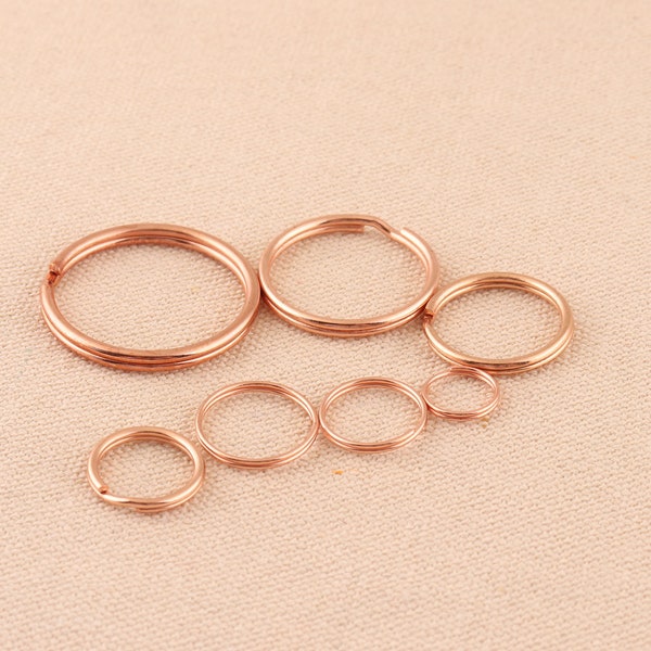 100pcs 10/12/14/15/16/20/25/30mm key ring rose gold color  key chain Split ring open jump ring connectors for diy jewelry making