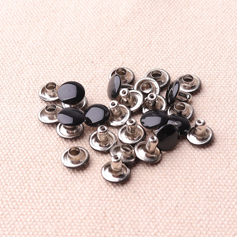 50pcs Metal Round Rivet Rapid Studs Tiny Black Color Rivets Etsy
