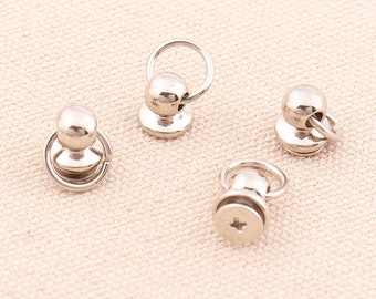 30sets Pequeño anillo de tracción silver metal pull ring redondo remache stud tornillos de fijación tirar del teléfono móvil anillo hacia atrás para cuero