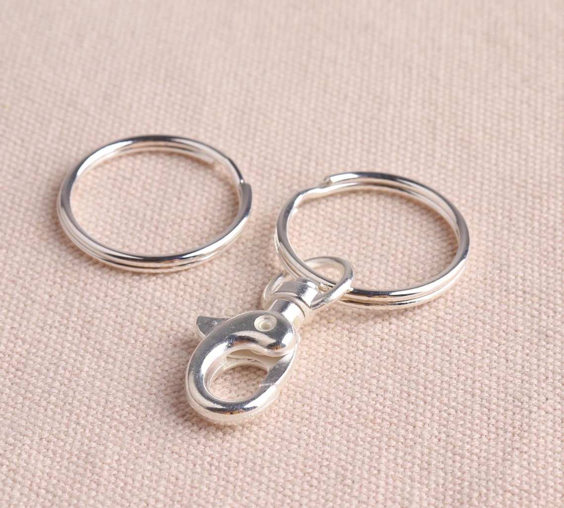 10pcs Swivel Snap Hook With Key Ring Silver Color Key Chain Etsy