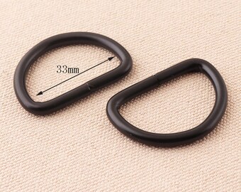 33mm D Ring,Black Handbag Hardware Purse Supplies,6pc D-Ring, Wire Formed, Not Welded D-ring.