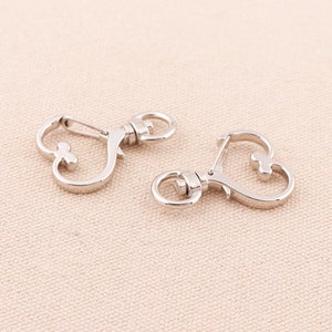 5pcs Silver Heart Lobster Clasp Beautiful swivel Snap Hook 34mm Push Gate Clasp Hook Heart Shape Bag Accessories
