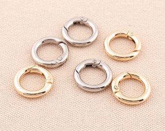 10pcs Spring gate ring Silver And Gold 20*13mm o-rings metal o rings spring ring clasp push gate o rings Push Snap Hooks