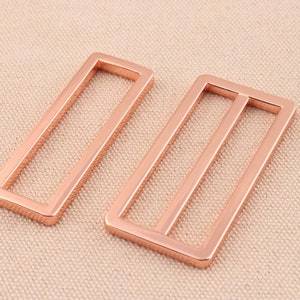 10pcs 50mm rose gold color alloy tri glide buckle slide buckle Rectangle Ring slide adjuster buckles for belt webbing accessories
