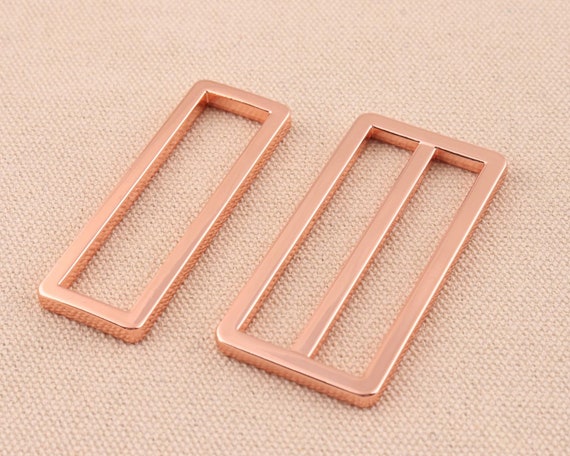 10pcs 50mm rose gold color alloy tri glide buckle slide buckle Rectangle Ring slide adjuster buckles for belt webbing accessories