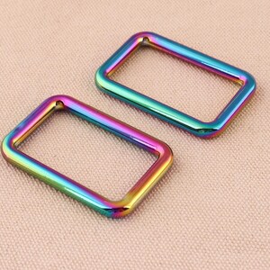 10pcs square buckle rainbow color 40mm inner alloy Ring wedding buckles suspender adjustable for bag belt garment accessories