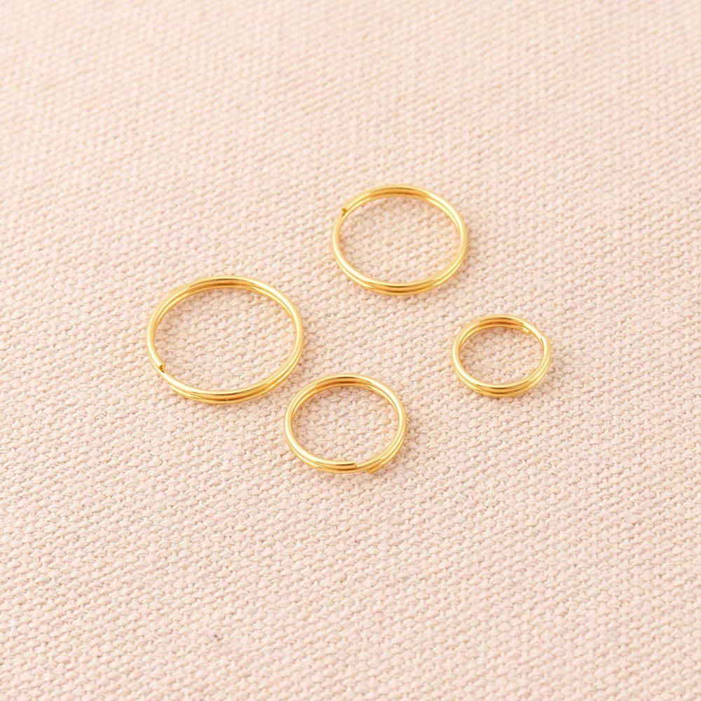 200pcs Gold Color Small Key Rings 16/14/12/10mm Outer Metal Split Key ...