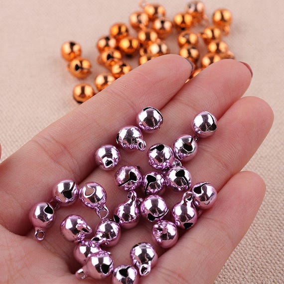 50pcs Mini Jingle Bells Small Jingle Bells Tiny Bells Christmas Bells Bell  Beads Orange or Purple Color Christmas Decoration Bells 