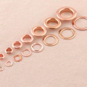 100pcs 4/5/6/8/10/12/13/17mm Rose Gold Color metal Grommets eyelets with washer,leather eyelets sewing accessories for belt bag garment