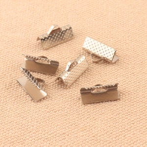 Crimp Ends,nickel plated color 13mm 1/2 Ribbon Ends,Fasteners Clasp,Crimp End Cap,Bracelet Connector jewelry making image 1