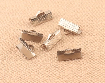 Crimp Ends,nickel plated color 13mm 1/2" Ribbon Ends,Fasteners Clasp ,Crimp End Cap,Bracelet Connector jewelry making