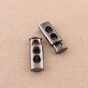 10pcs Gunmetal Alloy Spring cord locks ,cord stopper ,paracord lock,barrel toggle double hole lock for bag garment shoes diy accessories