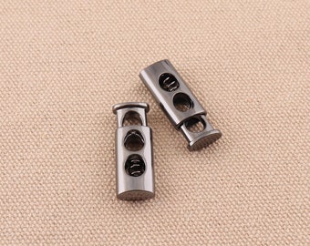 10pcs Gunmetal Alloy Spring cord locks ,cord stopper ,paracord lock,barrel toggle double hole lock for bag garment shoes diy accessories