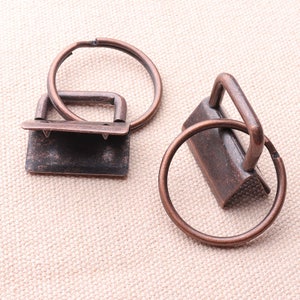 10pcs Red Copper  Key Fob Hardware with 32mm Key Rings Sets Purse Handbag Hardware Jewelry