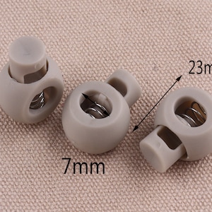 7mm gray Rope Cord Stopper 10-50pcs Cord Locks for 1/4&quot; elastic cord Toggle Cord Round Lock Stopper Single hole Cord Toggle Lock for cord