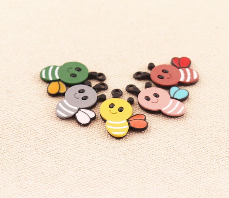 10pcs Honeybee Charm,Bee Charms,Bumble Bee Charm ,Honey Bee Crystal Bee Pendant Craft Supplies DIY Findings imagen 2