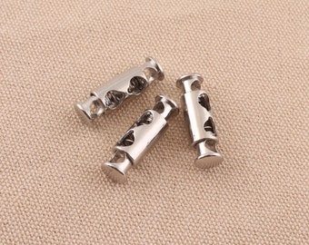 6pcs/lot cord locks ,cord stopper ,paracord lock spring toggle lock metal double hole lock for garment bag shoes sewing accessories