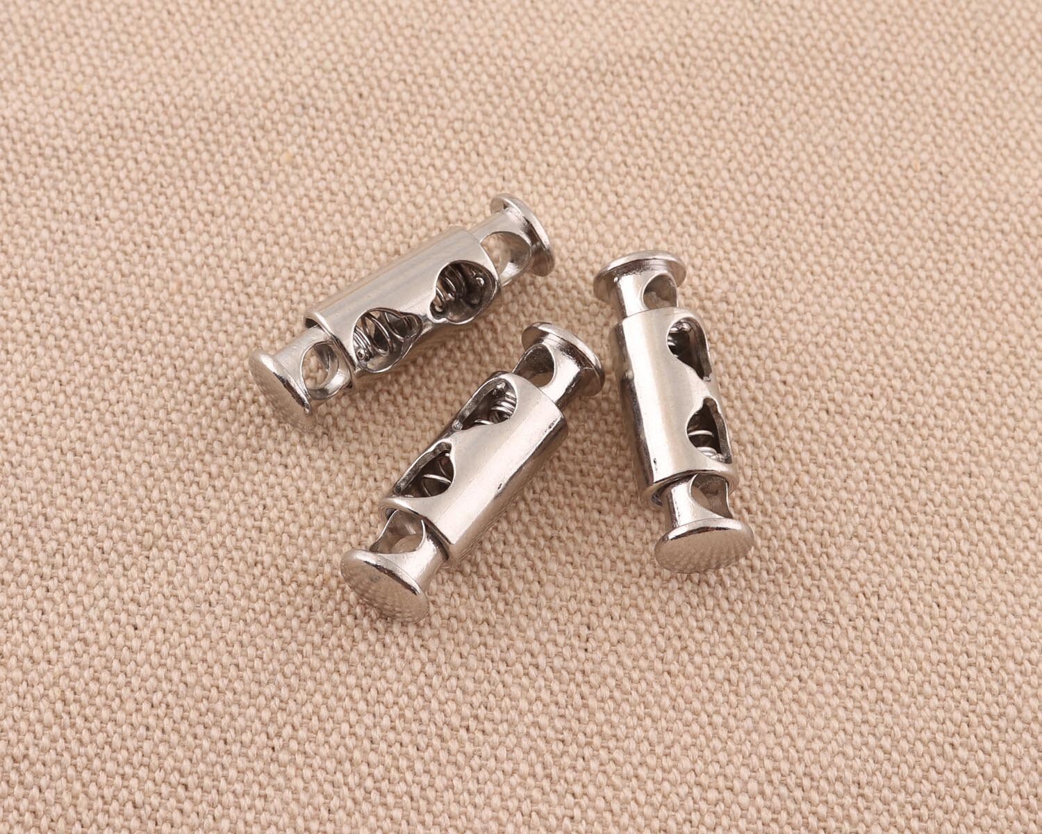 6 pz/lotto serrature del cavo, cavo Stopper, paracord serratura molla Toggle serratura metallo doppio foro serratura per indumento borsa scarpe access
