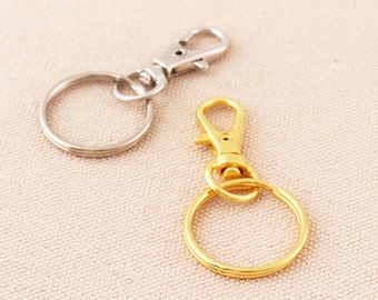 20pcs Gold and Silver 31mm Lobster Clasp With 25*22mm Key Rings Metal Swivel Clasp For Keychain,Bag Supplies