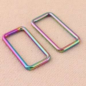 10pcs 38mm inner rectangular buckle rainbow color rectangle metal alloy belt buckle for garment bag decoration accessories
