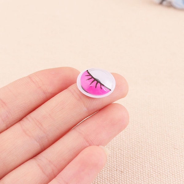 100pcs Movable Glue Eyes With Lashes,15mm Pink Moving Movable Wiggly Wiggle Craft Eyes Glue Eyes Children's Crafts