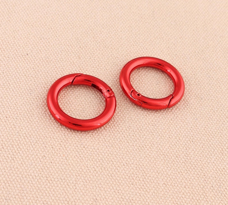 5pcs lot spring ring metal push gate o ring 28mm outer open ring spring ring clasps key ring round shape red color