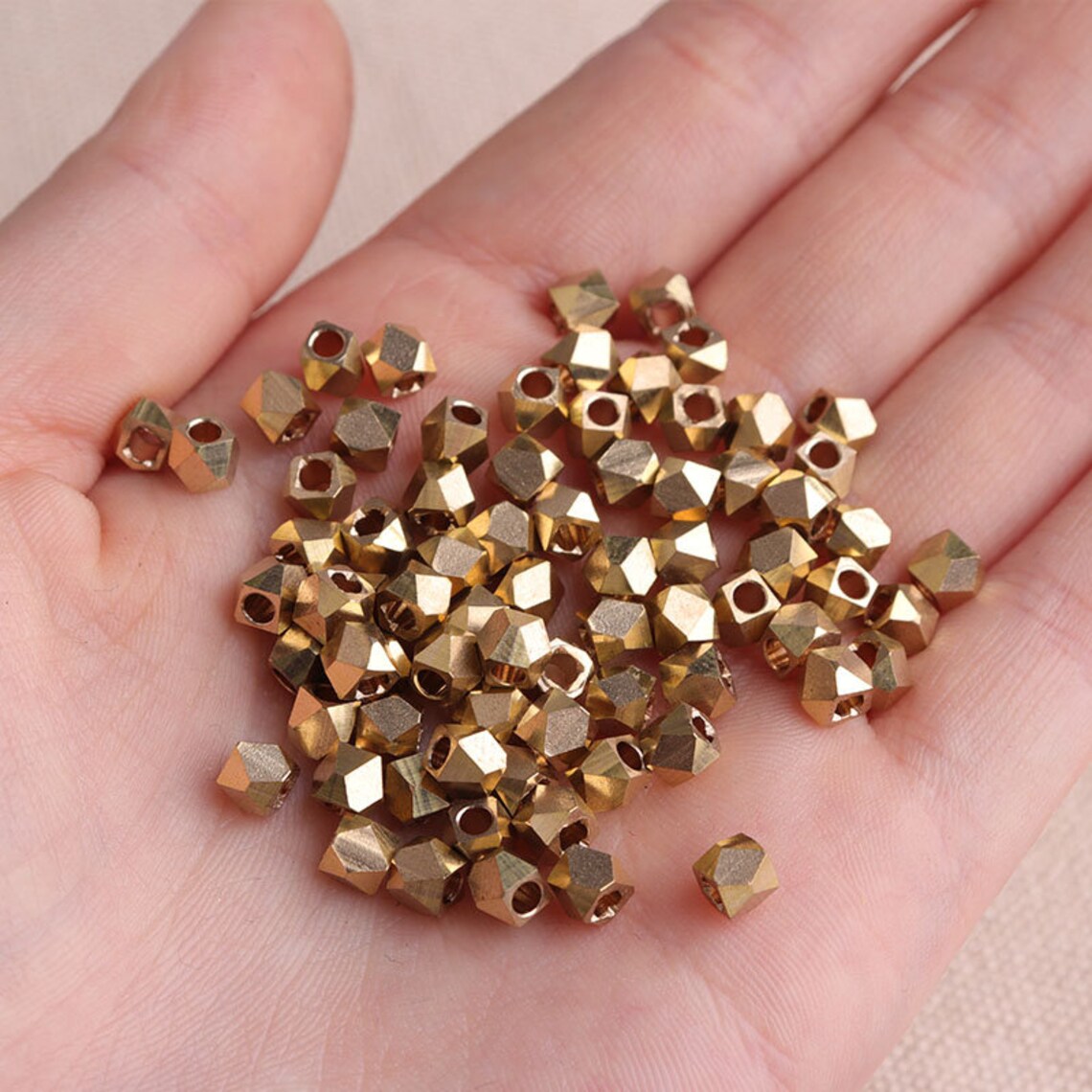 30pcs 4mm Gold Beads Diamond Cut Beads Tarnish Resistant Beads Etsy UK
