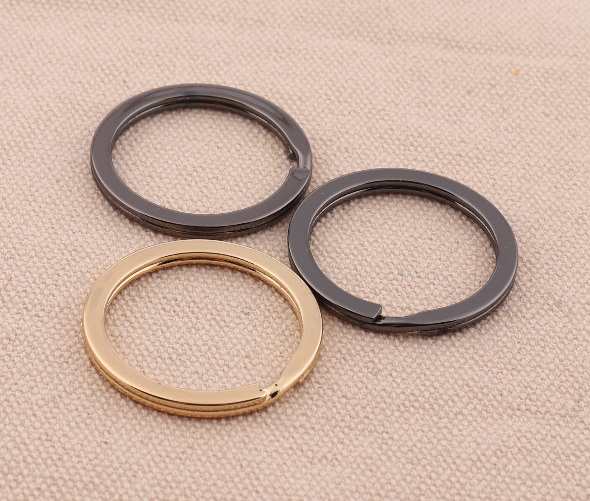 30mm Gold and Gunmetal Flat Key Rings,round Flat Split Ring-split Ring ...