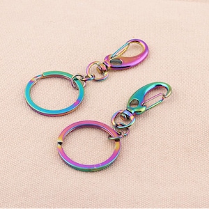 Regenbogen Schlüsselanhänger Ringe 85mm Karabiner Schlüsselanhänger mit Regenbogen Split-Schlüsselanhänger