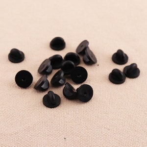 30pcs Black Rubber Enamel  Pin Backs 12mm Plastic Pin Back Rubber Pin Back for Lapel Pins Clutches
