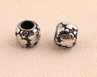 2 unids 304 acero inoxidable perlas gran agujero flor patrón metal espaciador perlas perlas perlas redonda joyería retorce pulsera accesorios de pulsera