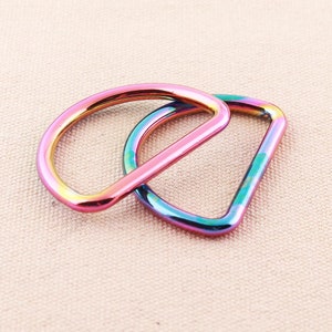 Rainbow D-ring 40mm D Ring, 10 Pieces, Handbag Hardware Purse Supplies, Wire Formed,alloy colorful d-ring