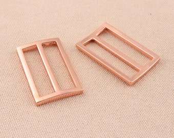 2pcs Triglide 38mm Strap Keeper Flat Metal Slide Buckle Leathercraft Rose gold Bag Belt Adjuster Sliders