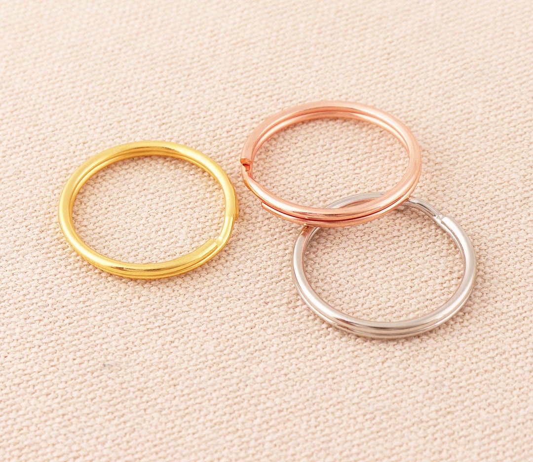 50pc 25mm Split Key Rings Keychain Split Rings Silver, Rose Gold and ...