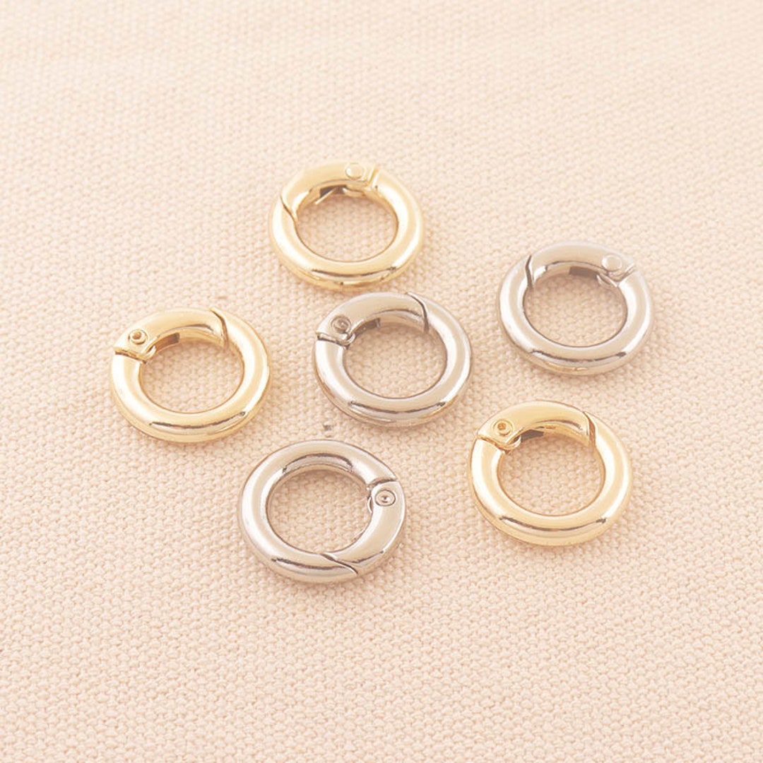 thumbnail interactive-video image 1 of 10-Pack Gold Spring Gate O-Rings - Acrylic Metal Rings, Choose Your Color 1 of 2