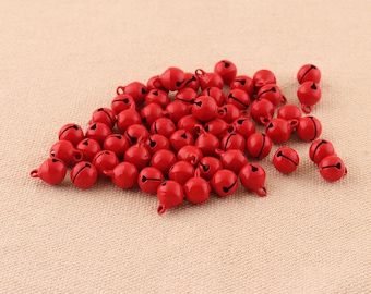 100pcs 7mm red color small bell jingle bells loose beads for Christmas decoration ornament jewelry making