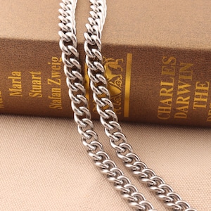 Stainless Steel chain top quality bulk 9X10mm cable silver color chain bracelet for jewelry making