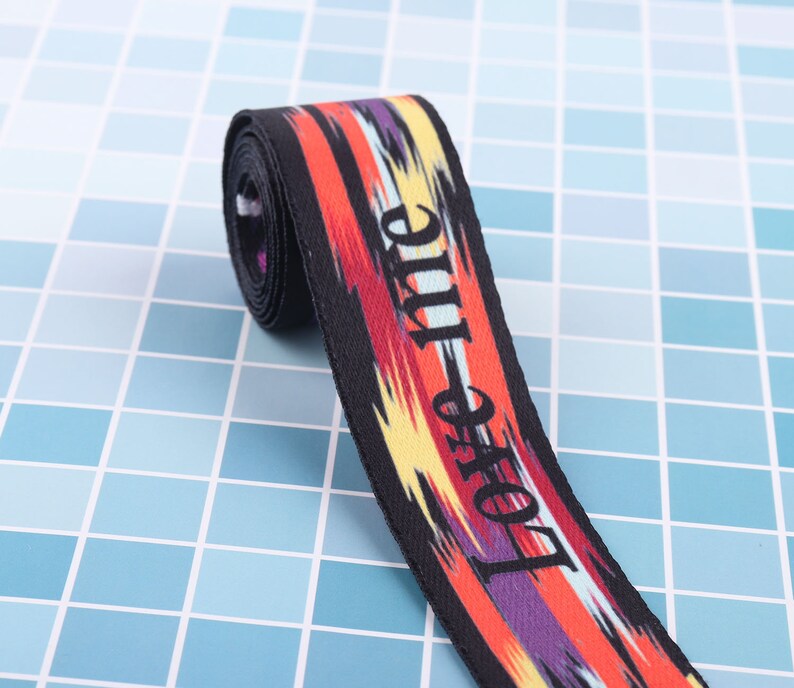 Purse Straps 38mm Love U Pattern for Key Fobs Thick Colorful Cotton Webbing Belting