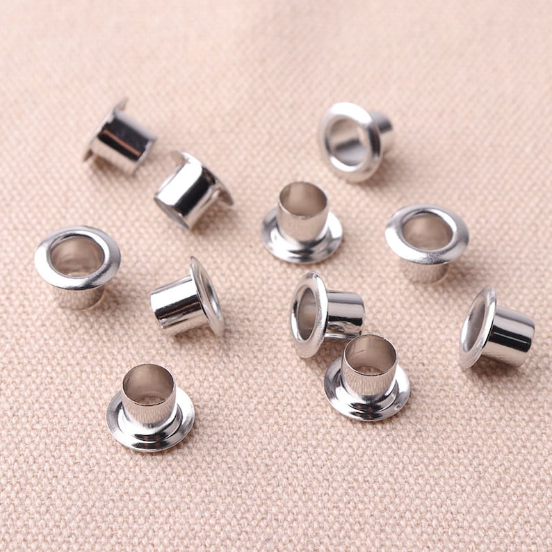 100pcs 10mm Round Eyelets 6mm Hole Silver Grommets Metal Etsy