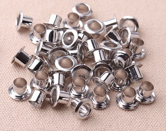 100pcs 10mm Runde Ösen 6mm Loch Silber Tüllen Metall Ösen für Ledermachen