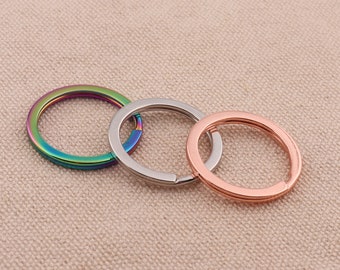 1 Zoll Silber, rose gold/Regenbogen Schlüsselanhänger -Bronze Split Schlüsselanhänger - solid Split Ring 25 mm-große Runde Split Ringe Schlüsselanhänger Haken Schleifen