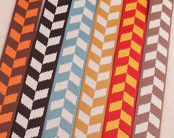 1.5"Cotton Webbing Heavy Duty Bag handles, bag strap for tote bag Upholstery Webbing Stripe squares colorful webbing
