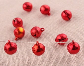 50pcs Jingle Bells Red Color 11mm Small Bells Christmas Decorations