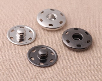 10Sets Black and Silver 21mm Metal Snap Fasteners Press Studs Two Parts Garment,Bag Supplies