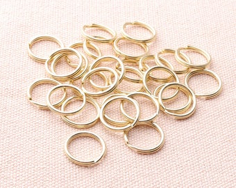 50pcs 14mm Split Key Rings Light Gold  Split Jump Rings Small Key Ring Tiny key Chain Ring