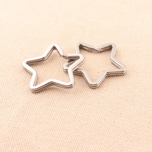 5pcs 35mm star shape Key Rings Stainless Steel Split Key Rings Key Chain Supplies for diy handmade accessories